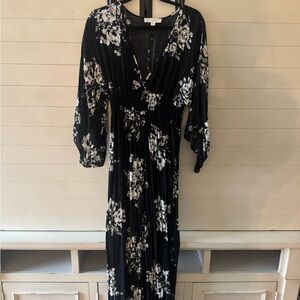 Lovestitch Black and White Floral Long Sleeve Dress